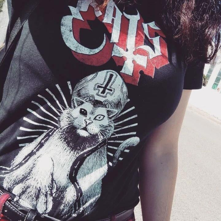 Metal Cat T Shirt, Funny T-shirt, Vintage Graphic Tee
