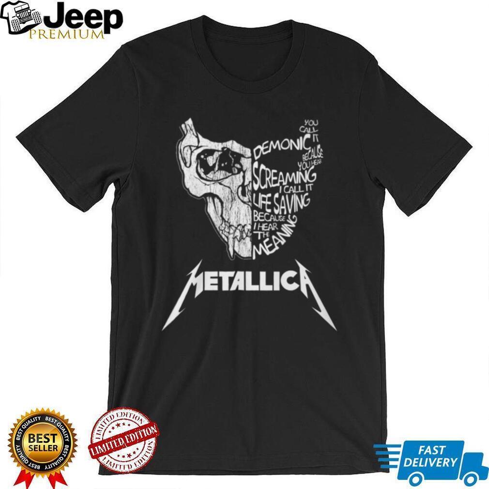 Metallica Demonic Screaming Skull Lyrics Artistic Black T Shirt