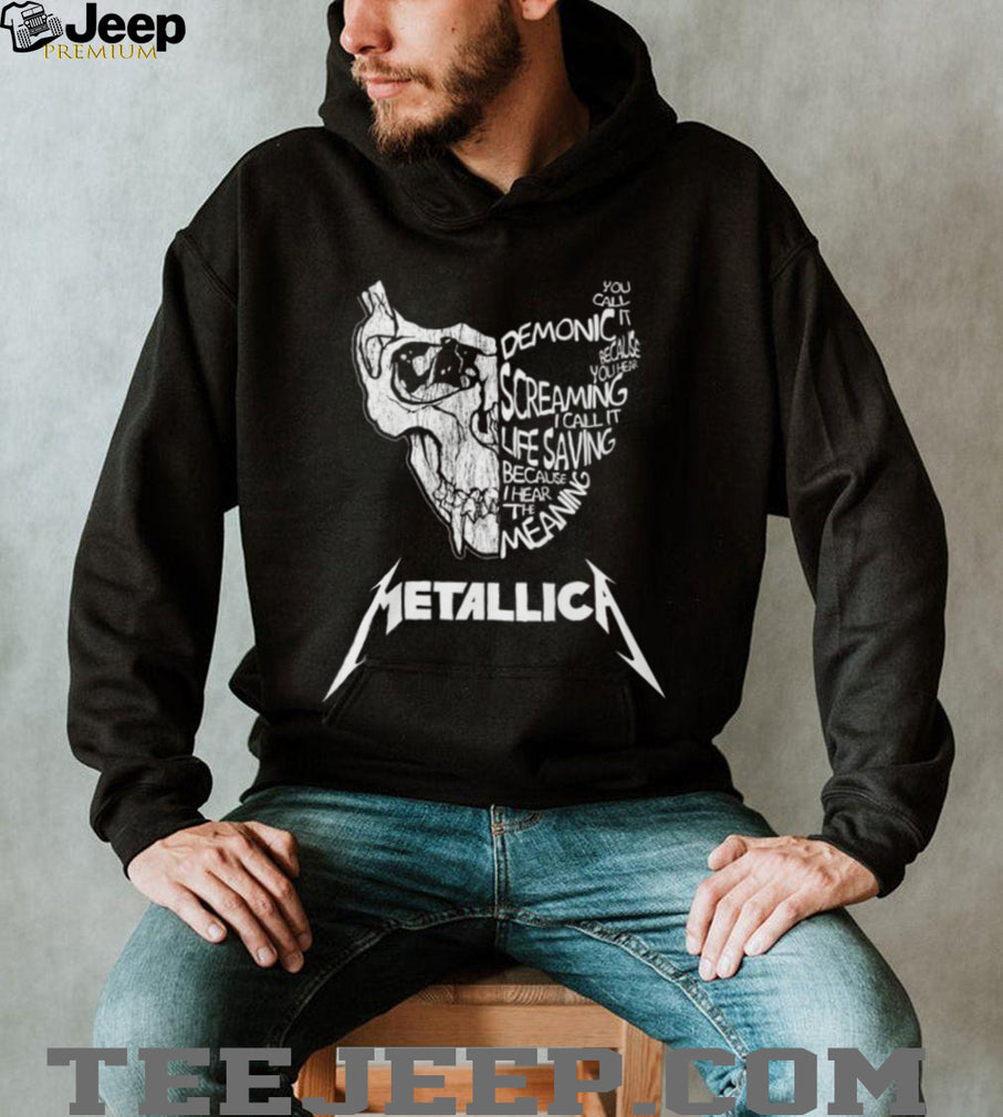 Metallica Demonic Screaming Skull Lyrics Artistic Black T Shirt