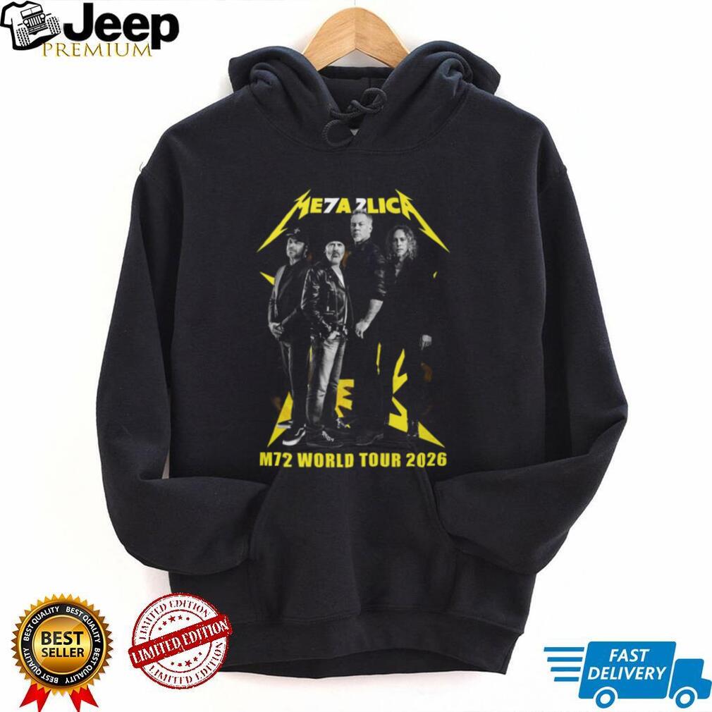 Metallica M72 World Tour 2026 Band Photo Yellow Logo T Shirt
