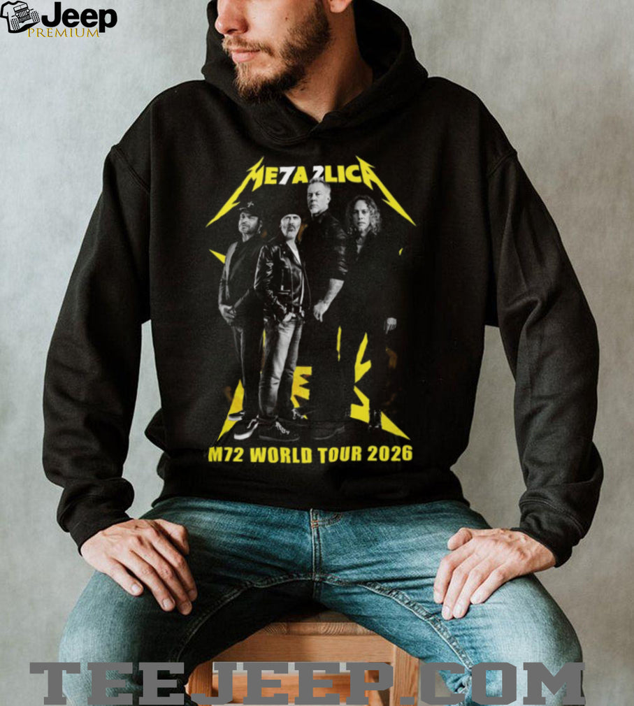 Metallica M72 World Tour 2026 Band Photo Yellow Logo T Shirt