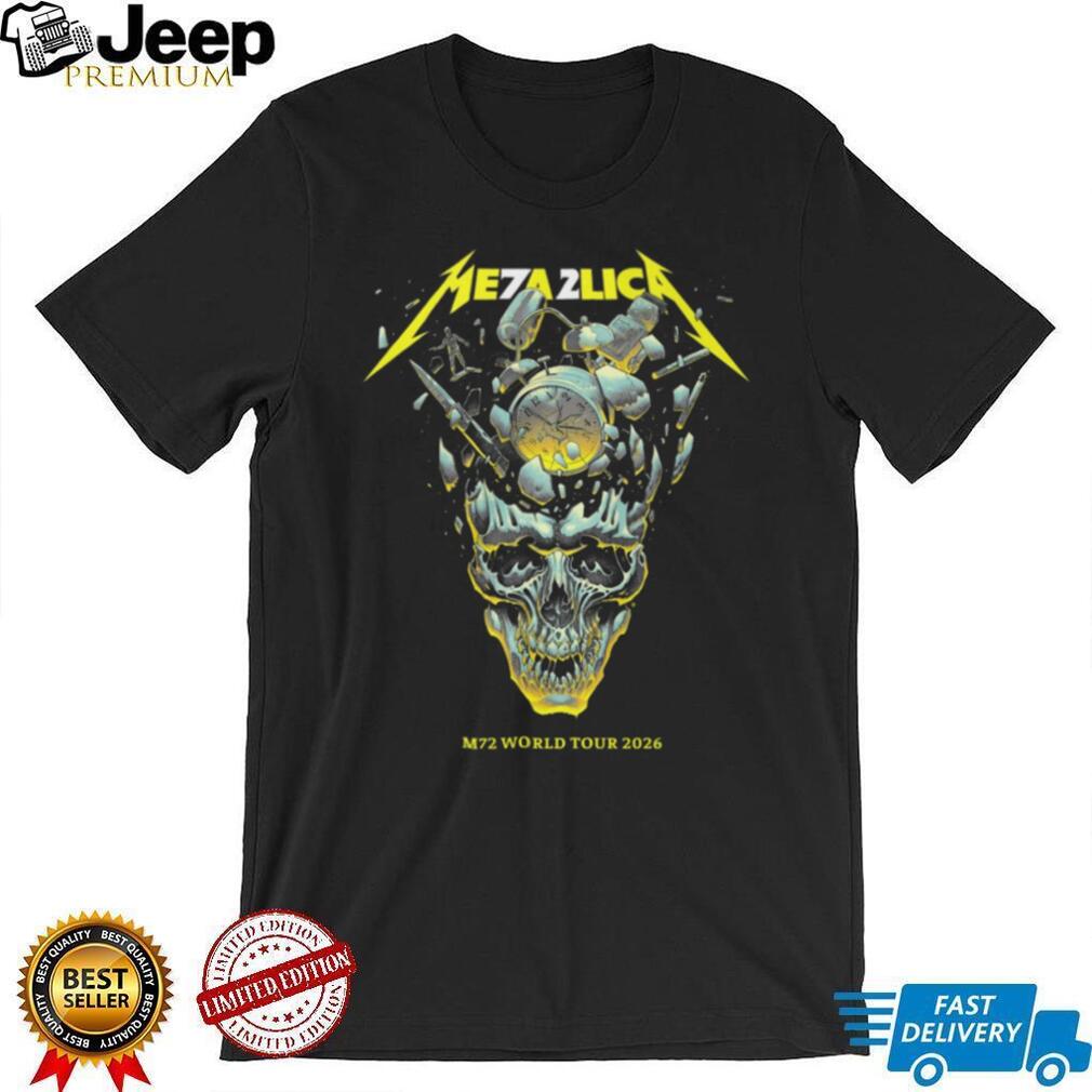 Metallica M72 World Tour 2026 Exploding Clock Skull Graphic T Shirt