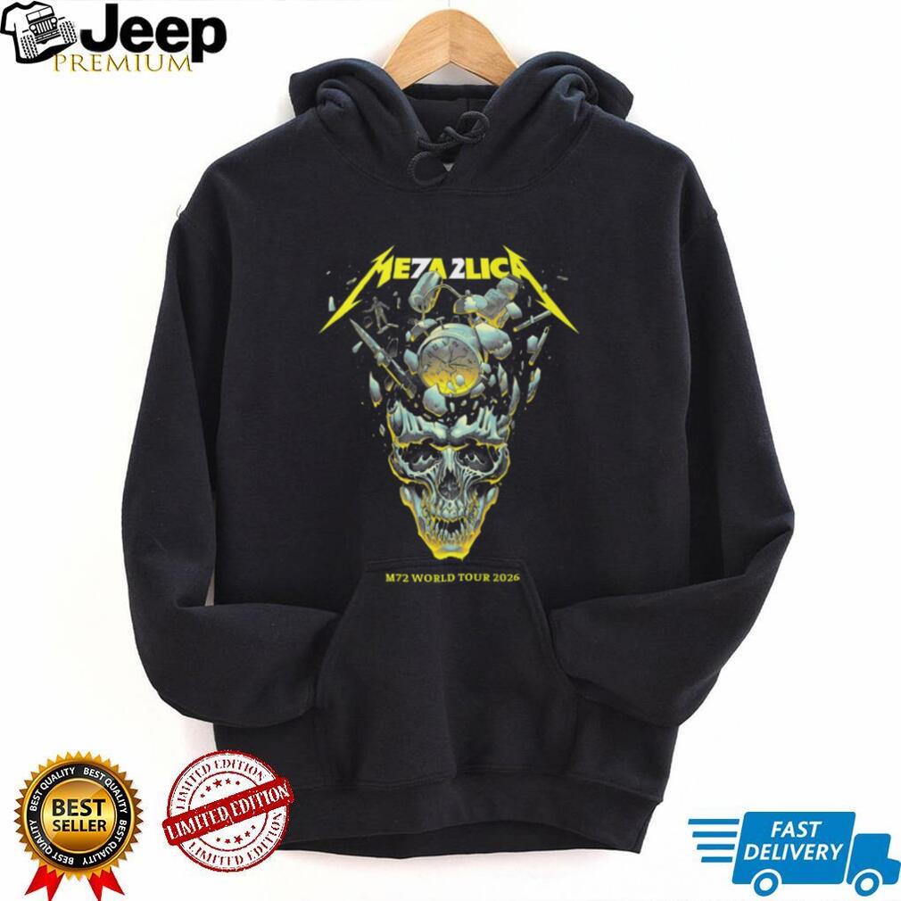 Metallica M72 World Tour 2026 Exploding Clock Skull Graphic T Shirt