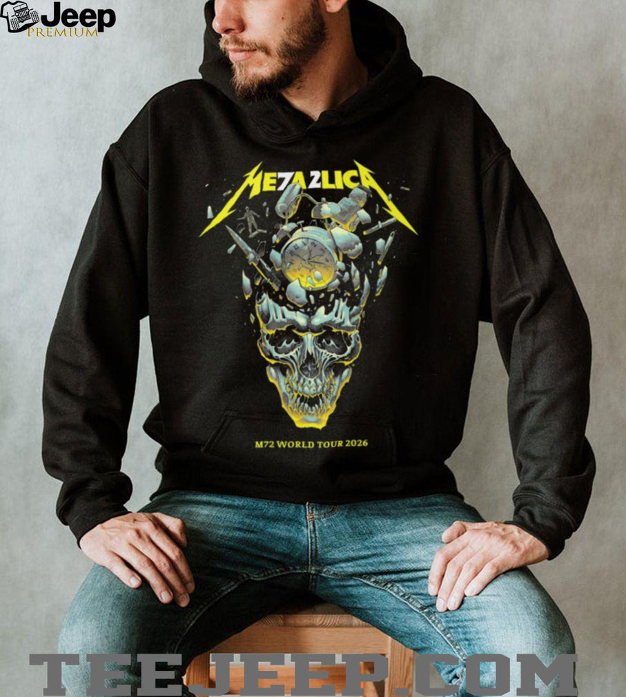 Metallica M72 World Tour 2026 Exploding Clock Skull Graphic T Shirt