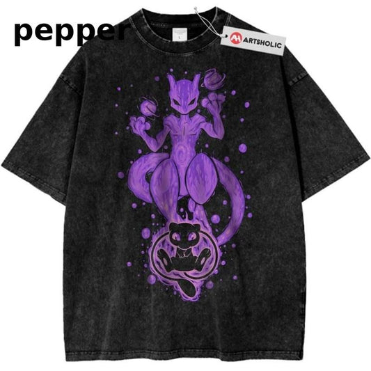 Mewtwo Shirt, Mew Shirt, Pokemon , PKM Shirt, Anime TShirt, Vintage Tee Menswear Top Underwear Tshirt, Shortsleeve Streetwear Tropical