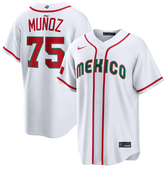 Mexico Baseball #75 Andrés Muñoz White 2026 World Baseball Classic Home Stadium