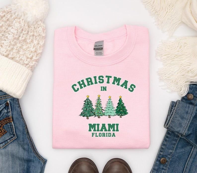 Miami Christmas Sweatshirt, Florida Sweater, State Shirt, Personalized City Name Shirt, Christmas Trip Sweatshirt,...
