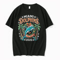 Miami Dolphins Julius Wood Merry Christmas Tropical 2026 Dolphin Santa Hat Wreath Black Tshirts Sweater