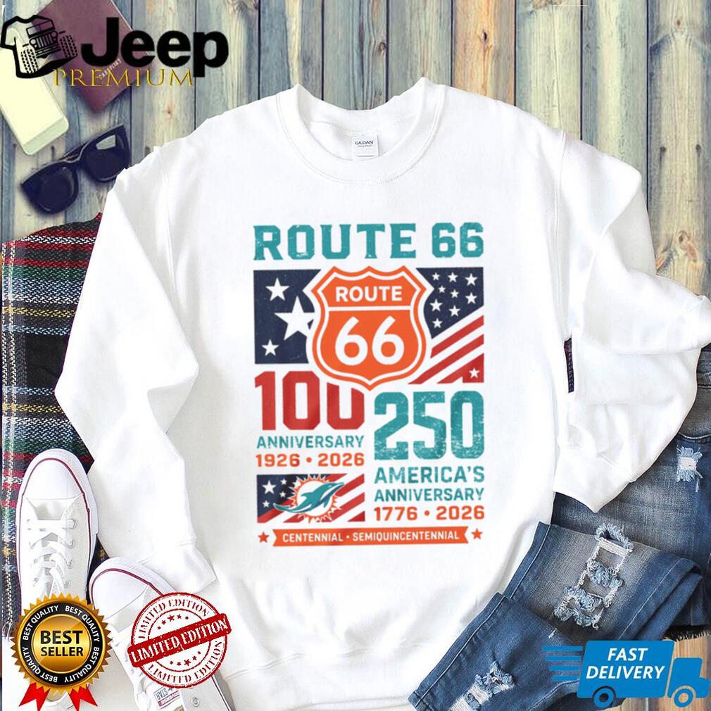 Miami Dolphins Route 66 Centennial T Shirt America 250th Anniversary Football Fan Gift