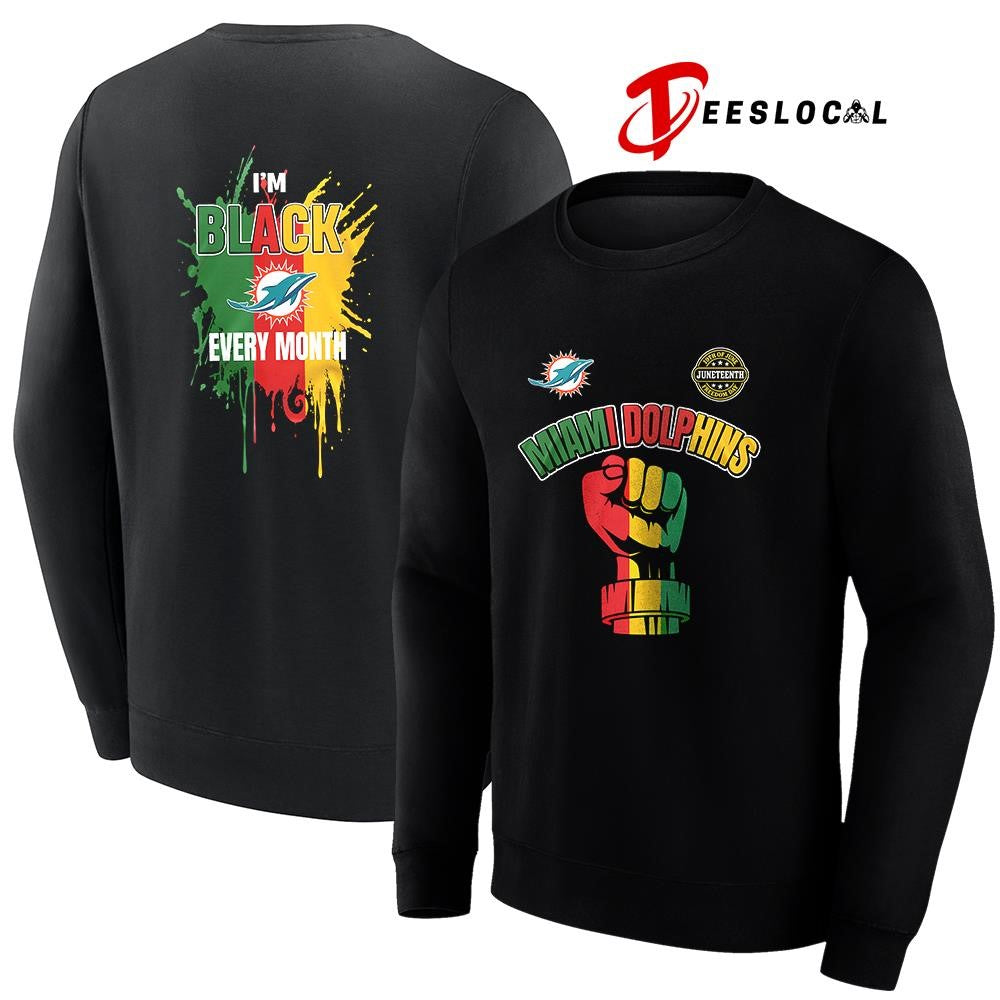 Miami Dolphins x Juneteeth freedom I’m black every month icon shirt