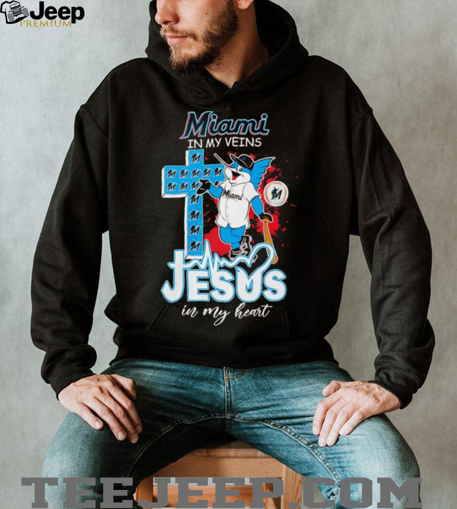 Miami Marlins Baseball In My Veins Jesus In My Heart Fans T Shirt
