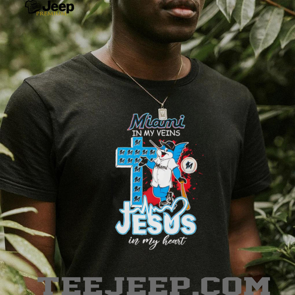Miami Marlins Baseball In My Veins Jesus In My Heart Fans T Shirt