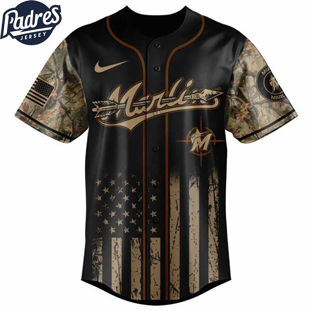 Miami Marlins MLB X Deer Hunting Personalized Baseball Jersey - Padres Jersey Oasis: Elevate Your Baseball... (Image 3)