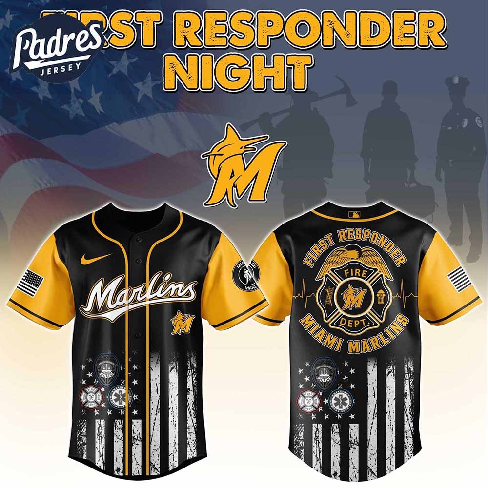 Miami Marlins MLB x First Responders Baseball Jersey - Padres Jersey Oasis: Elevate Your Baseball Style Game... (Image 1)