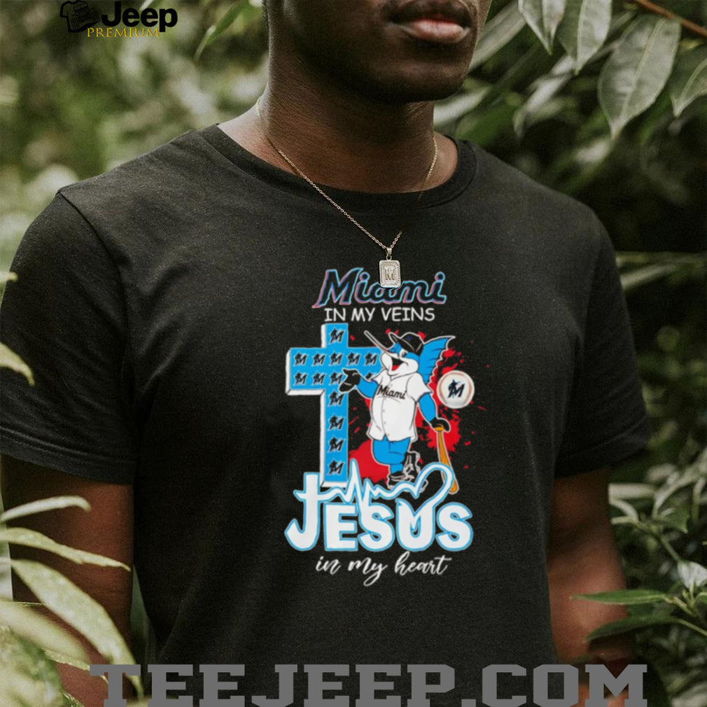 Miami Marlins “Miami In My Veins, Jesus In My Heart” Christian MLB Fan T Shirt