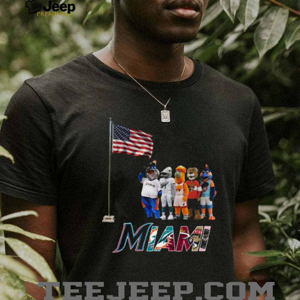 Miami Sports Mascots Patriotic American Flag Salute Coffee T Shirt