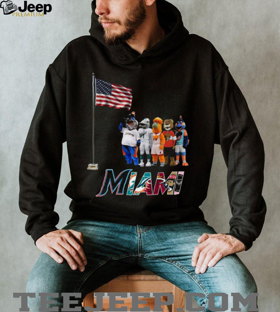 Miami Sports Mascots Patriotic American Flag Salute Coffee T Shirt