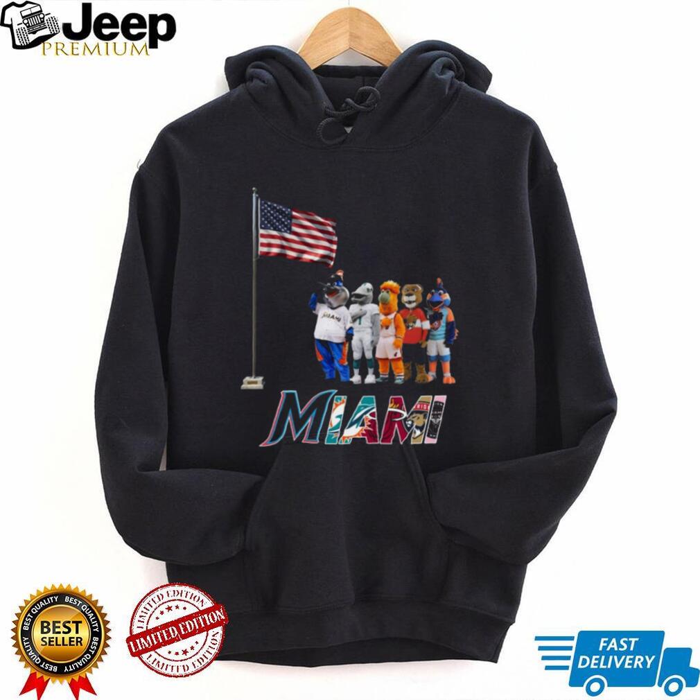 Miami Sports Mascots Patriotic American Flag Salute Coffee T Shirt