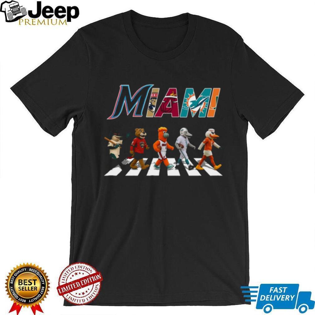 Miami Sports Teams Mascots Abbey Road Parody T Shirt