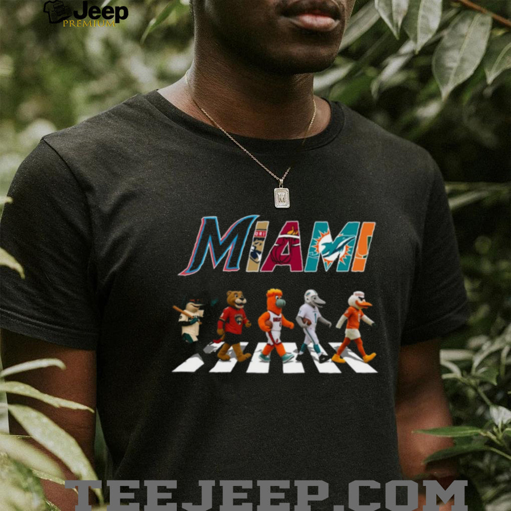 Miami Sports Teams Mascots Abbey Road Parody T Shirt