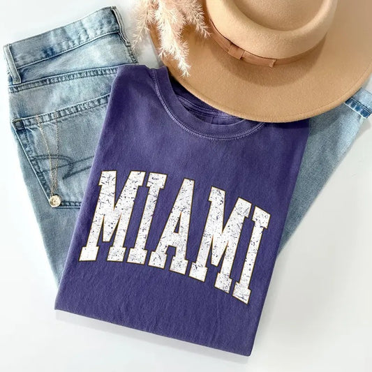 Miami, Football, Sports, Game Day, Big Game, Touchdown, Tailgate Party, University, College, State Tshirt, Women's Comfort Colors Tshirt, Graphic Tee