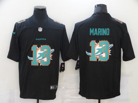 Miami Dolphins #13 Dan Marino Black Shadow 807