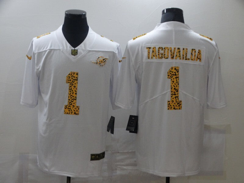 Miami Dolphins #1 Tua Tagovailoa White Leopard Print 153