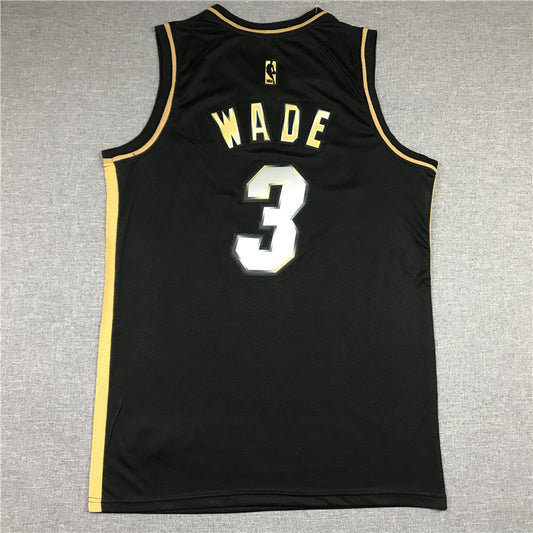 Miami Heat #3 Dwayne Wade New Black Gold Style 1