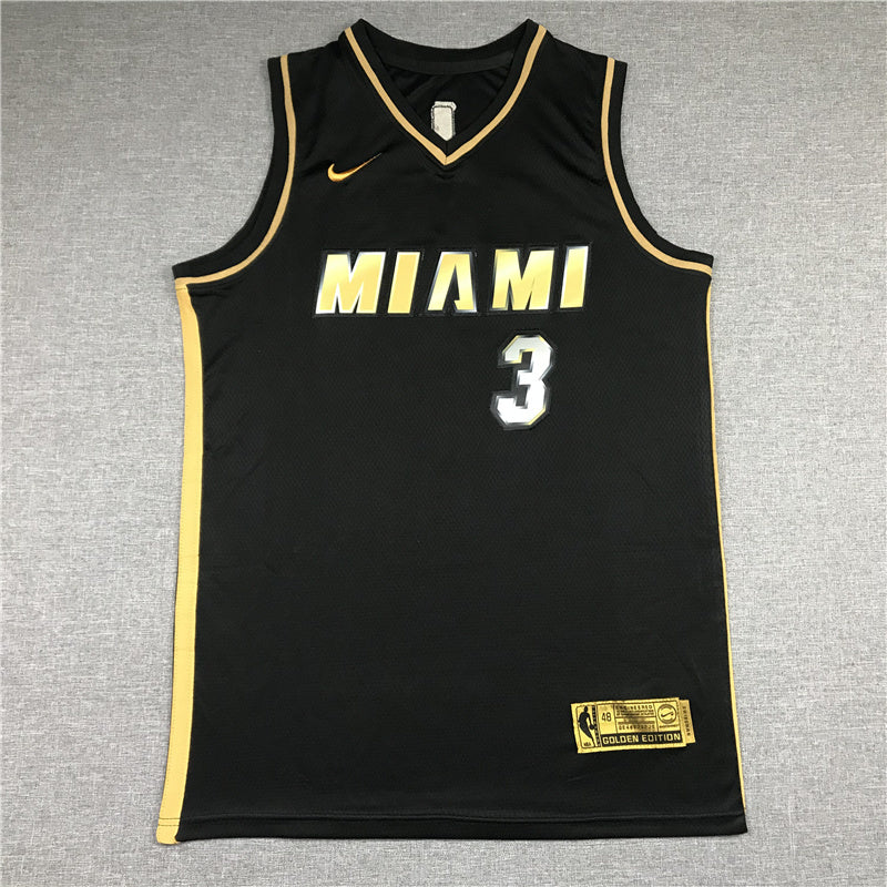Miami Heat #3 Dwyane Wade New Heat 3 Black Gold Style 2