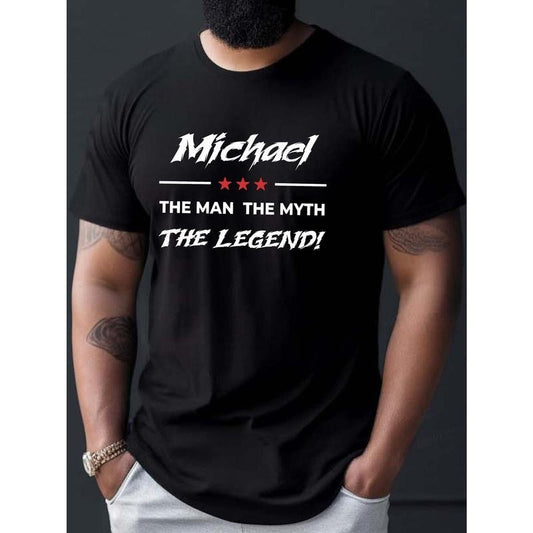 Michael Is The Legend" Graphic Tee for Men - Casual Short Sleeve, Breathable , Machine Washable - Perfect Summer Fashion Made in USA