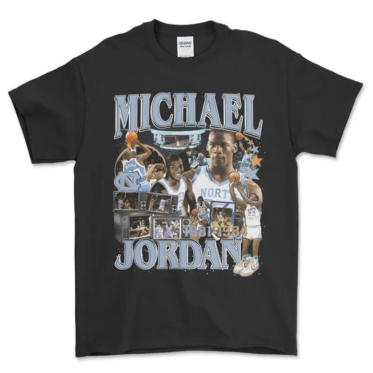 Michael J North Carolina T-Shirt, graphic vintage sports tees for men
