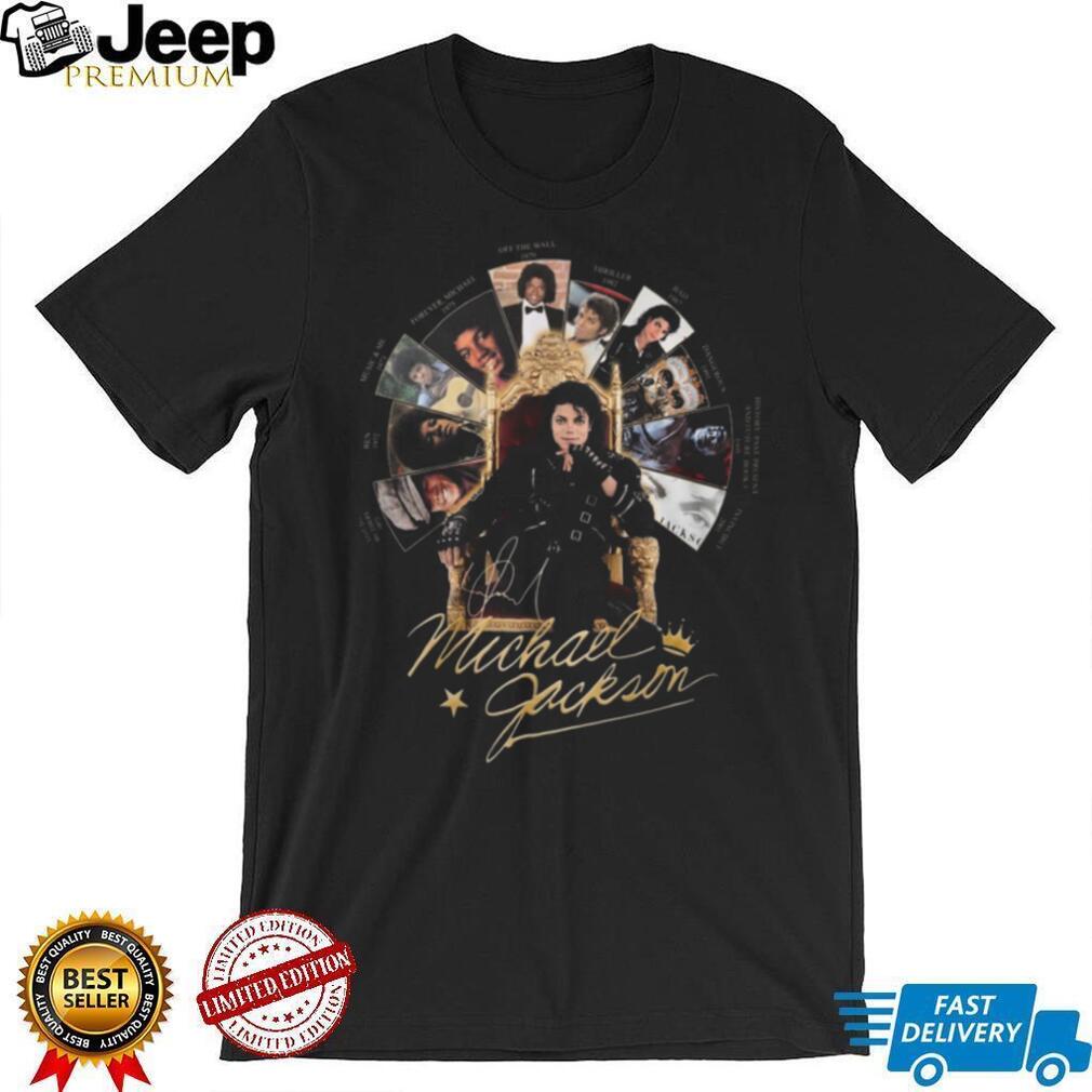 Michael Jackson King Of Pop Throne Discography Timeline Vintage Music Fan T Shirt