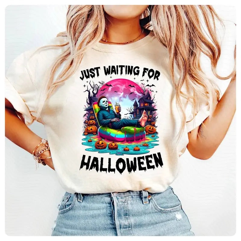 Michael Myers Just Waiting For Halloween Shirt Spooky Summer Halloween Shirt Funny Halloween Shirt Movie Shirt