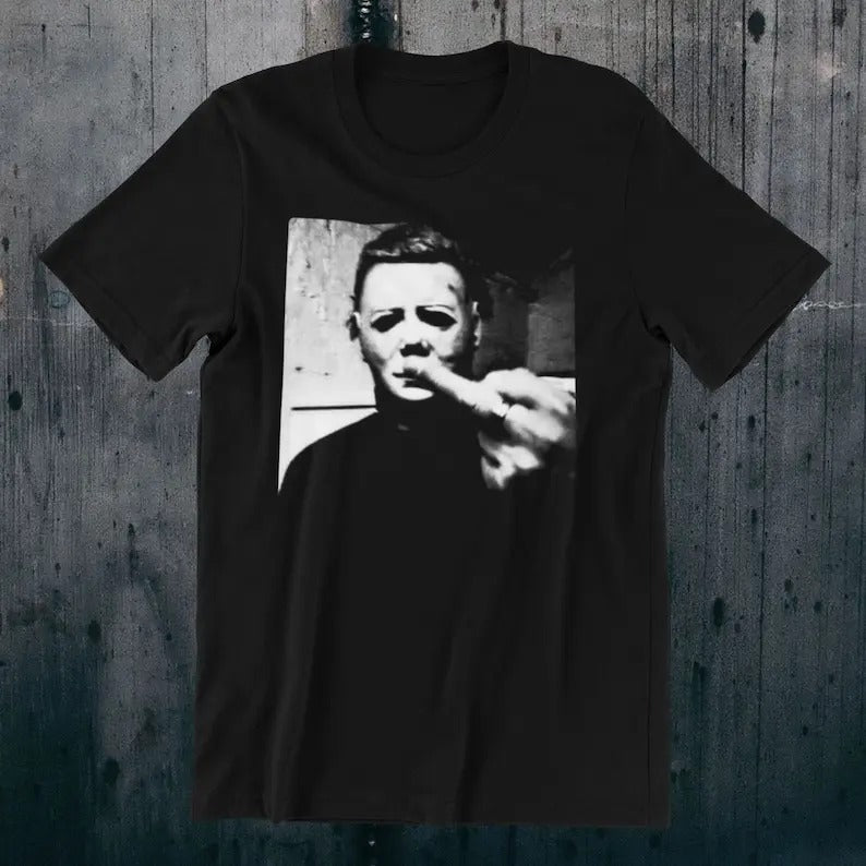 Michael Myers T-Shirt | Halloween Middle Finger Tee | Goth Punk Horror Top | Gothic Metal Shirt | Gildan Unisex Horror | Monster Menswear Underwear