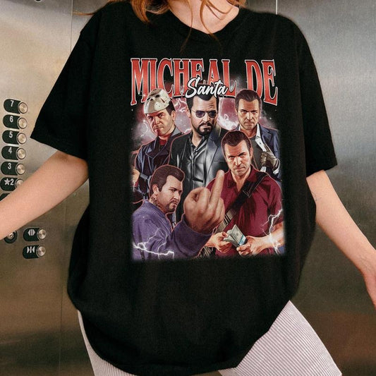 Micheal De Santa Vintage T-Shirt, Micheal De Santa GTA Shirt, Gift For Movies Lovers Casual Clothing Fabric  Sweatshirts Womenswear