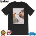 Michelangelo Creation of Adam Cat Parody Art T Shirt