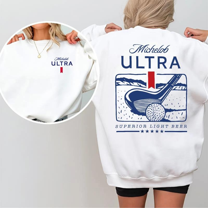 Michelob Ultra Golf Club Sweatshirt, Superior Light Beer Retro Graphic Pullover, Funny Beer Lover Gift for Men and Women
