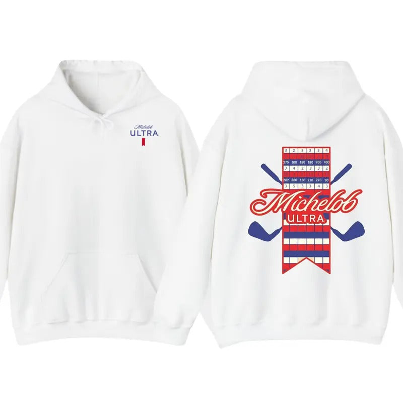 Michelob Ultra Golf Front and Back Print Hoodie and T-Shirt, His and Hers Fashion, Unisex T-Shirt and Hoodie