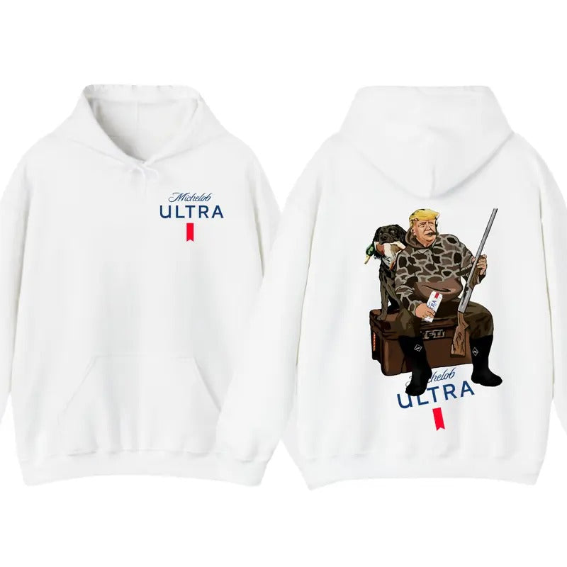 Michelob Ultra Trump Duck Hunting 2 Sided Hoodie Sweatshirt T-Shirt, Trump and Your Hunt Dog, Hunting Season, Lover Beer Shirt,, Gift For Men And Women