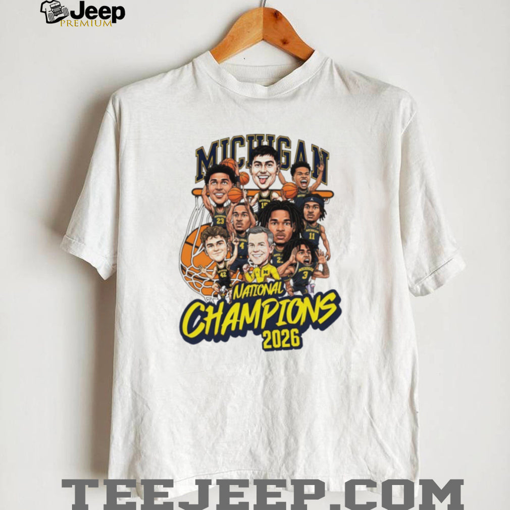 Michigan Basketball National Champions 2026 Players Caricature T Shirt