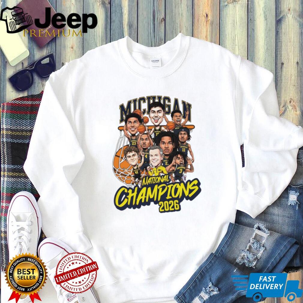 Michigan Basketball National Champions 2026 Players Caricature T Shirt