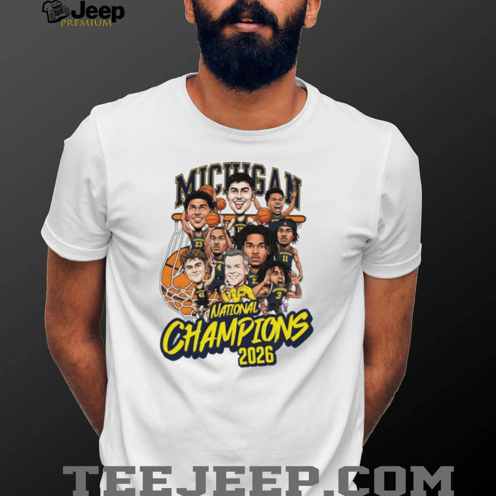 Michigan Basketball National Champions 2026 Players Caricature T Shirt