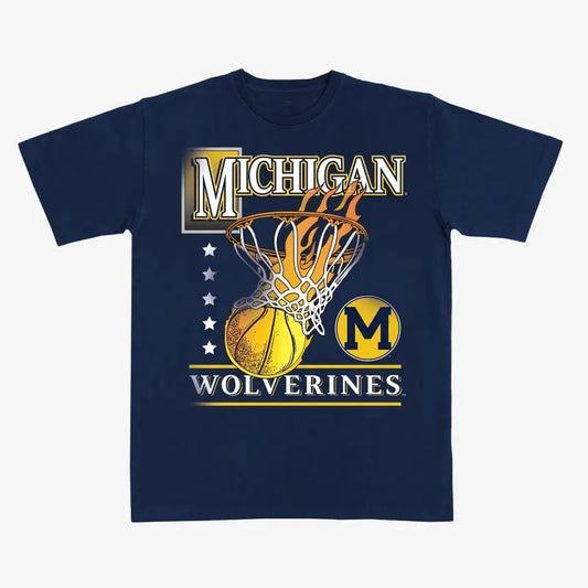 Michigan Hoops Heavy Tee, NCAA Shirt, Vintage Football Shirt, Sport Tee, Graphic Shirt For Men, For Women Menswear Top
