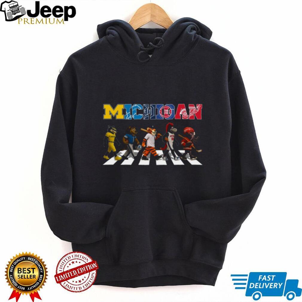 Michigan Sports Mascots Abbey Road Road Crossing Black T Shirt