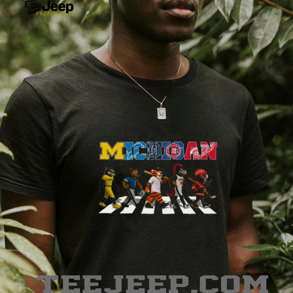 Michigan Sports Mascots Abbey Road Road Crossing Black T Shirt