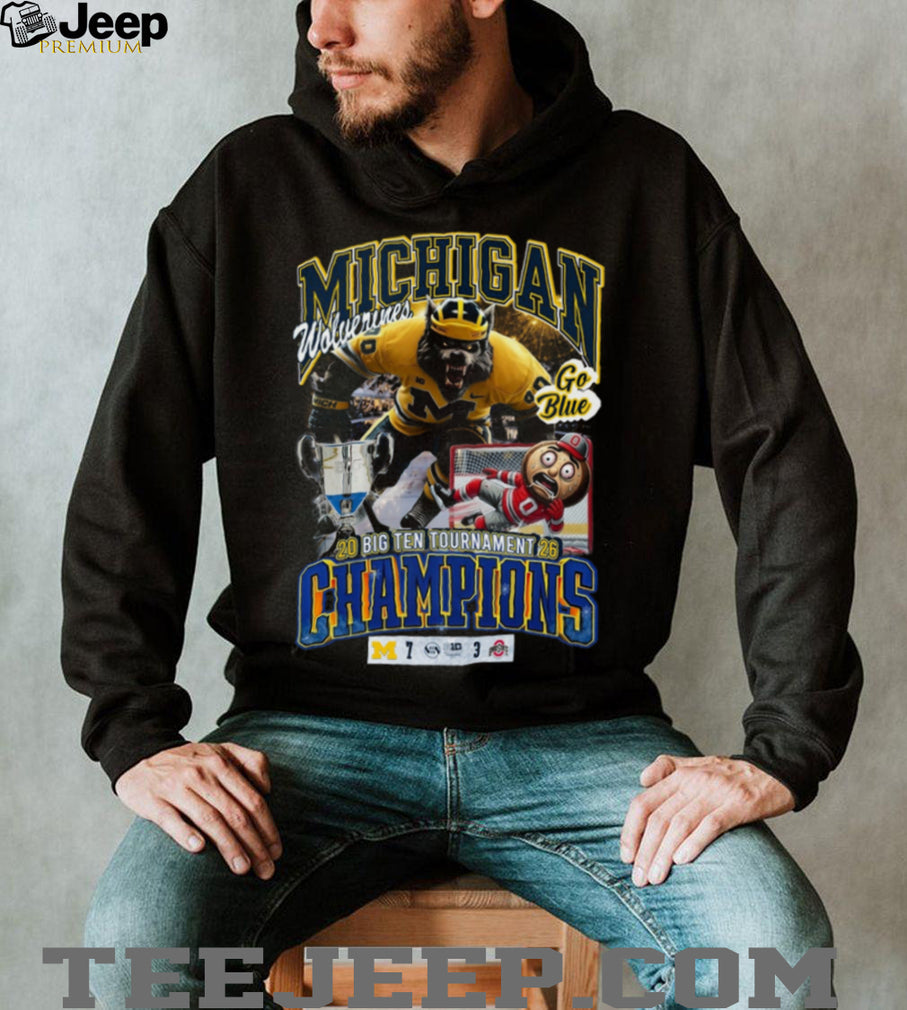 Michigan Wolverines 2026 Big Ten Tournament Hockey Champions Go Blue T Shirt