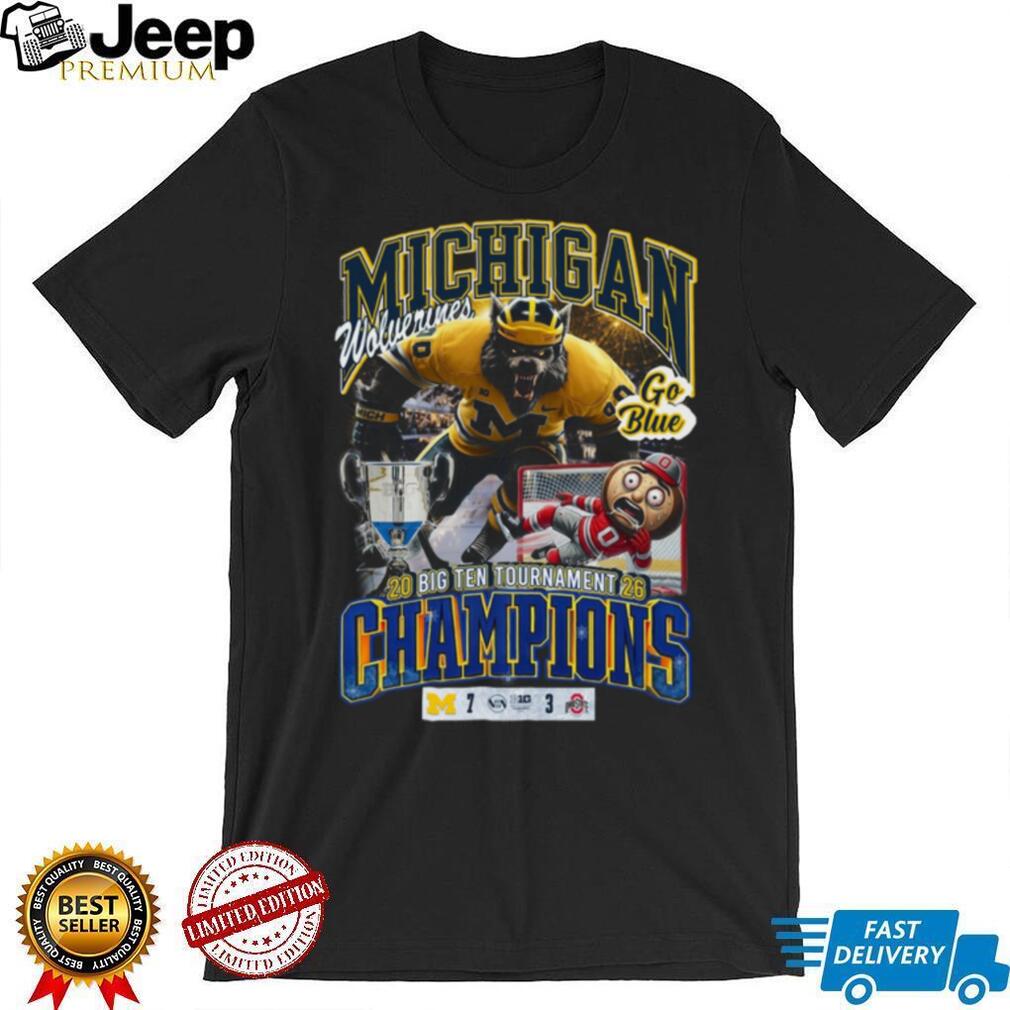 Michigan Wolverines 2026 Big Ten Tournament Hockey Champions Go Blue T Shirt