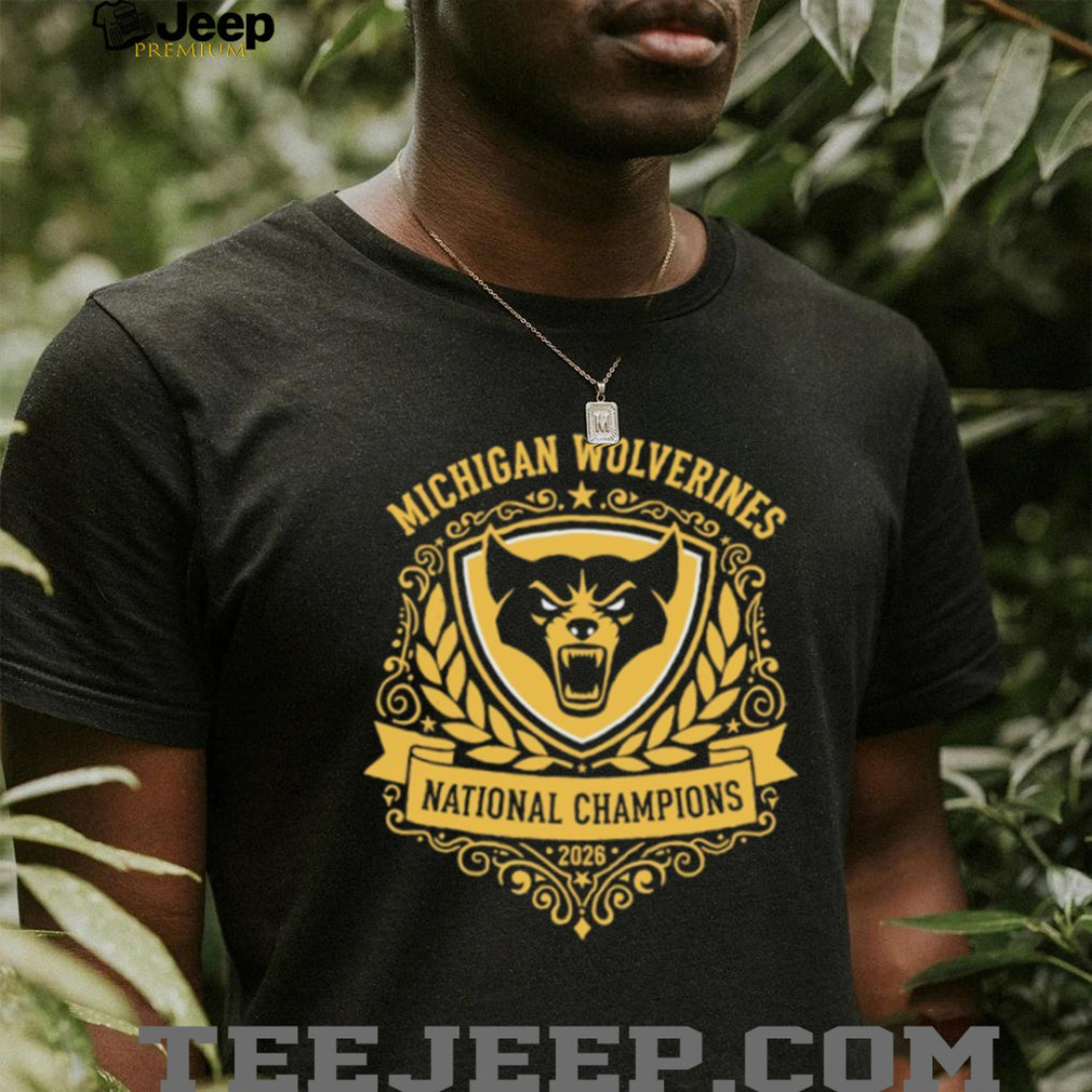 Michigan Wolverines 2026 National Champions Gold Crest Black T Shirt