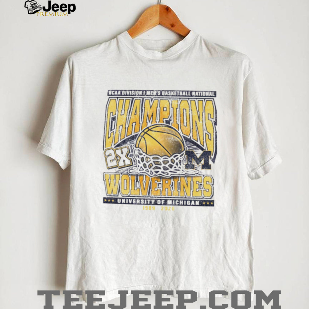 Michigan Wolverines 2X National Champions 1989 2026 Vintage Basketball T Shirt