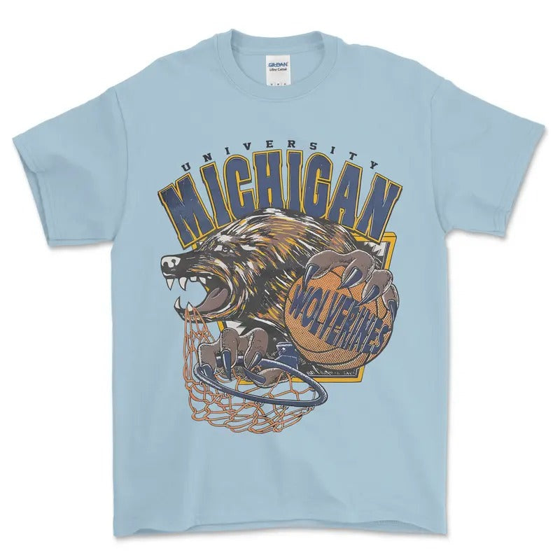 Michigan Wolverines Men's Basketball T-Shirt, graphic vintage sports tees for men